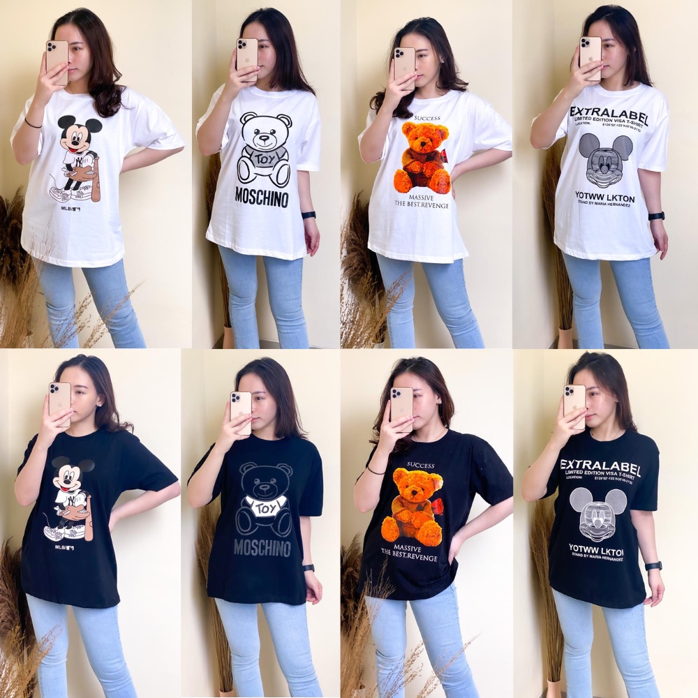 Kaos Oversize Wanita Bahan Cotton Combed 30s Kaos Wanita Lengan Pendek