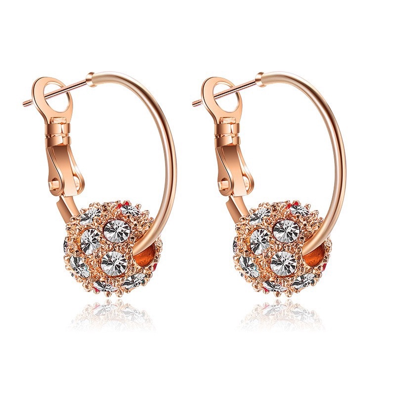 MORYMOSHI A71 Anting Tusuk Bulat Bola Crystal Fashion Wanita Korea