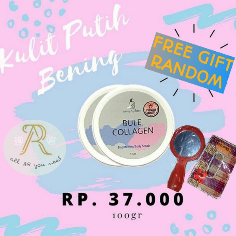 (Free GIFT Random) Bule Collagen Scrub/Lulur badan Whitening