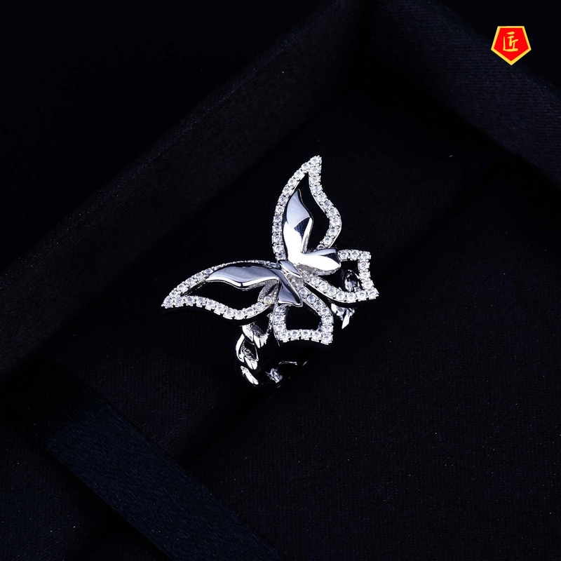 [Ready Stock]Elegant Graceful Fairy Butterfly Chain Ring Advanced Design Sense