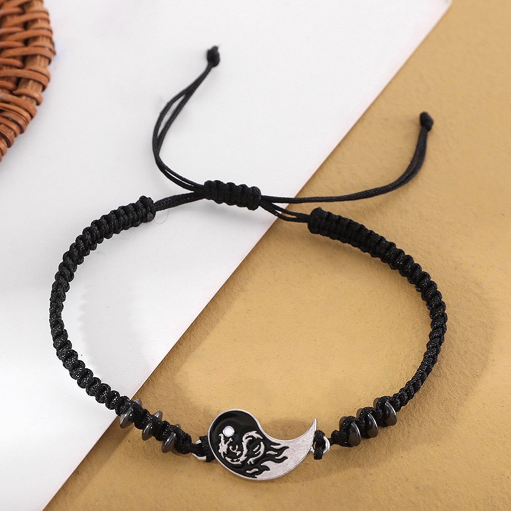 Hu Hu Hu Hu Hu Alat Bantu Pasang Kacamata♡ Gelang Tangan Tali Adjustable Motif Tai Chi Gaya Etnik Retro Untuk Pasangan / Pria / Wanita