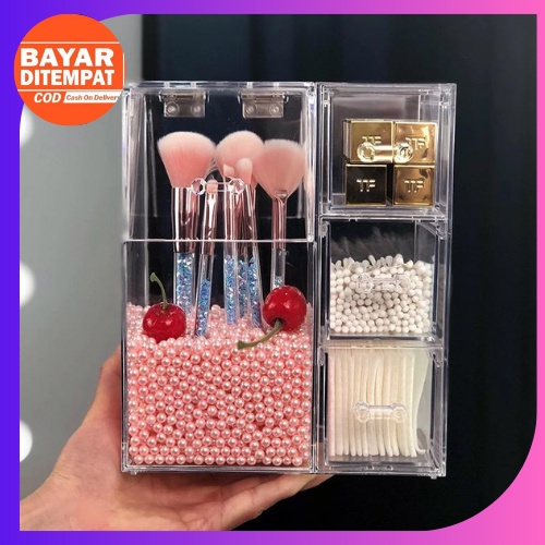 GC503 Rak Organizer Multifungsi Brush Make Up + Mutiara Rak Anting Acrylic Impor