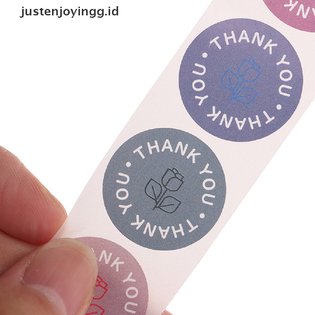 【justenjoyingg.id】 500 labels roll flower thank you stickers scrap booking for gift decoration .