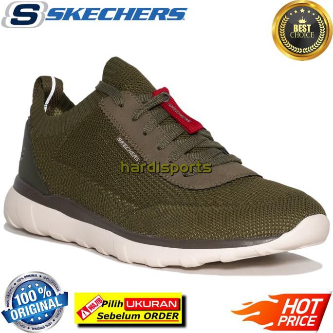 Sepatu Sneaker Pria Skechers Bulger Nickson 66407-Olv - Olive Original - 41 Promo Hari Ini