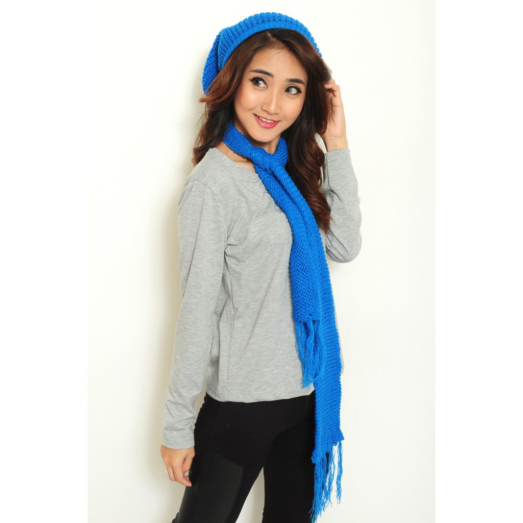 1 Set Syal dan Topi Kupluk Rajut/Topi dan Syal