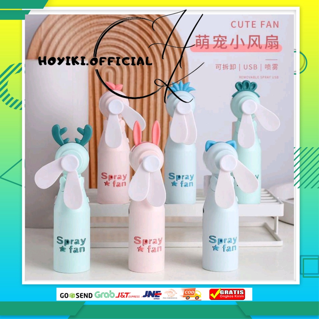 Kipas Mini Nano Spray Kipas Karakter Semprot Elektrik Usb Genggam