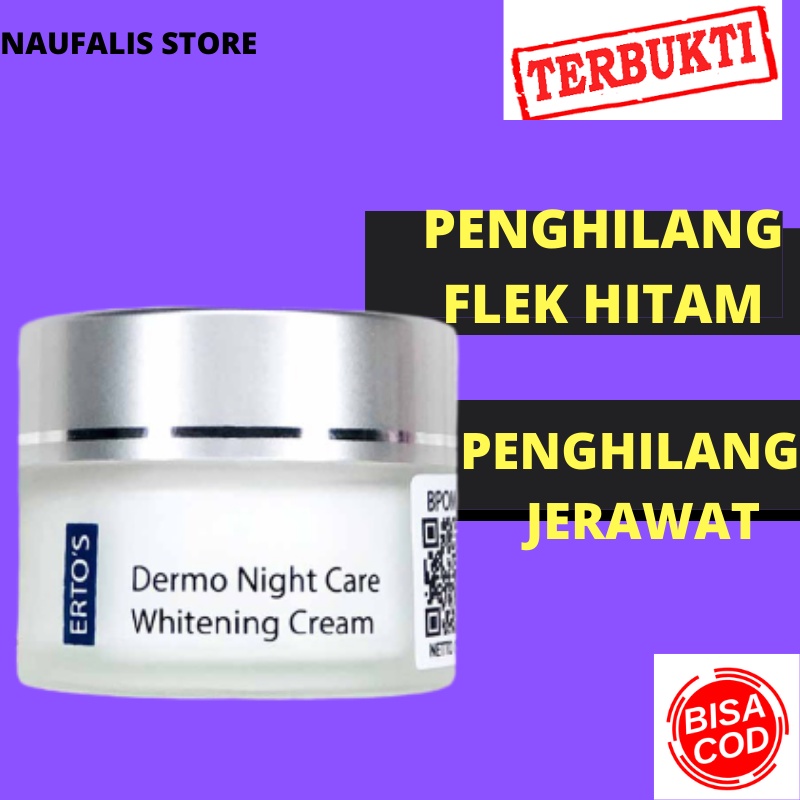 Penghilang Komedo Jerawat Flek Hitam Ertos Cream Dermo Night Care Whitening Cream Night Krim Malam