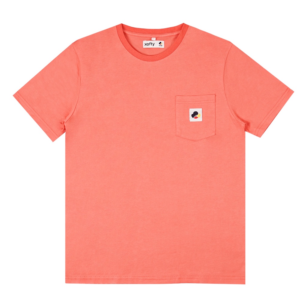 Xofty Kaos Mono Pocket O-Neck T-shirt Cotton 30s Peach