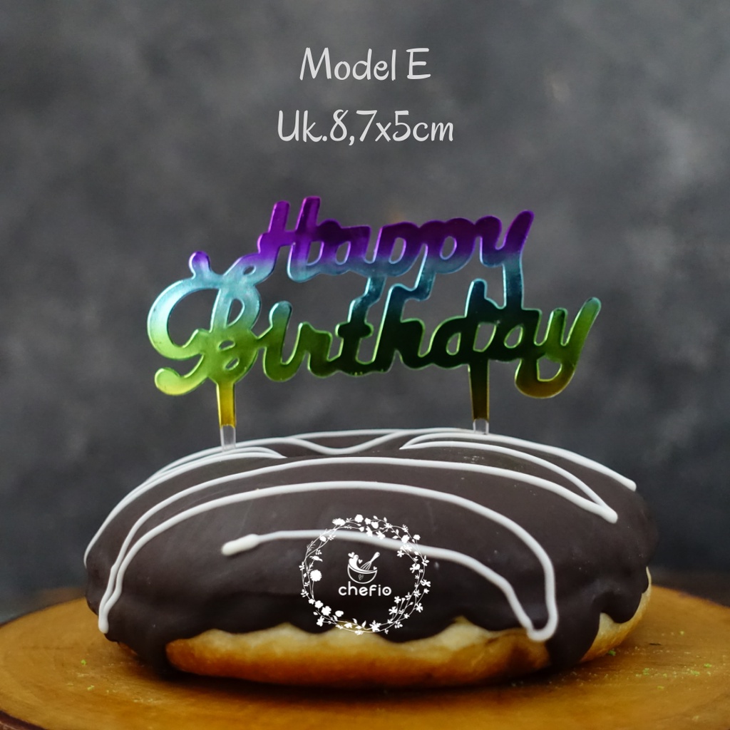 Chefio Cake Topper Happy Birthday Akrilik Mini / Tusukan Dekorasi Cake