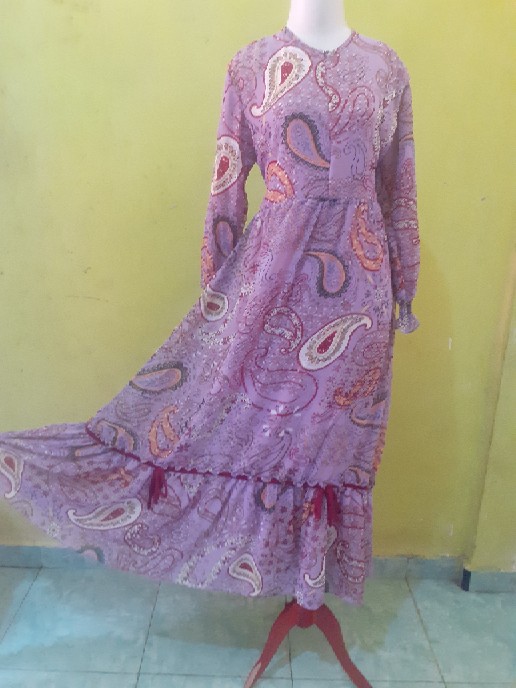 Sch_gamis Ceruty Babydoll Motif Batik/gamis Terbaru/gamis Premium