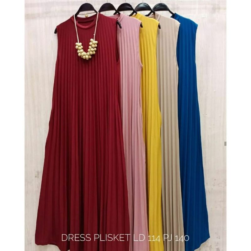 LONGDRESS / DRESS PLISKET WANITA / GAMIS PLISKET