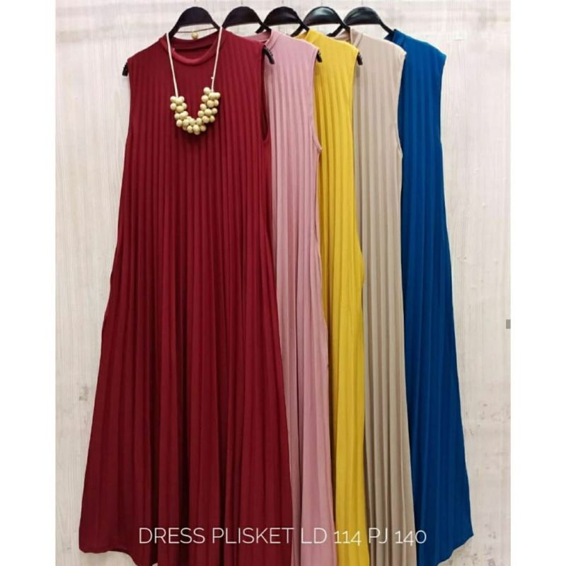 LONGDRESS / DRESS PLISKET WANITA / GAMIS PLISKET