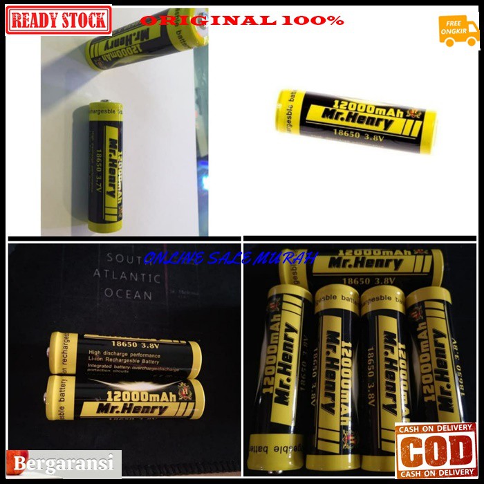 G412 3.7V volt Baterai 18650 PENTOL mah battery batere batery batu batere cas casan charger senter police ultra power vape vapor powerbank satuan universal multi speaker mik mic G412   12000 mah  Harga SATUAN BKN SEPASANG  Dimensi baterai panjang