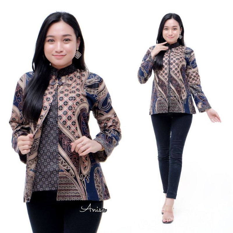 tey-17 Batik Wanita ASJ SA HRB026 Kenongo Kemeja Tosca Pendek-5