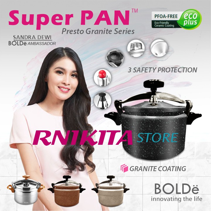 BOLDe SUPER PRESTO BLACK 7 L GRANITE COATING - Panci Bisa Kompor Induksi