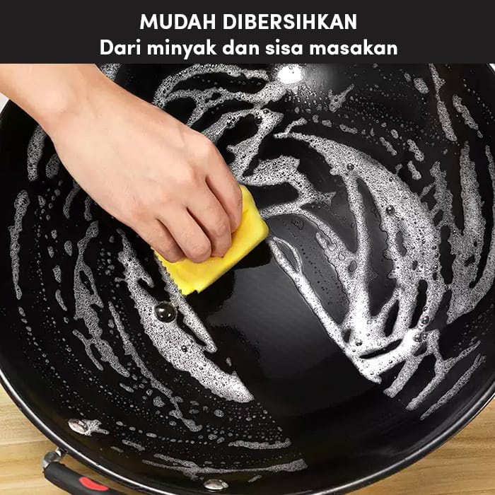 COD murah wajan free spatula jumbo teflon tebal tahan api anti lengket penggorengan kuali wok pan panci kenceng wajan teflon hitam cekung alat masak wajan dapur anti gores wajan enamel wajan hitam wajan anti lengket