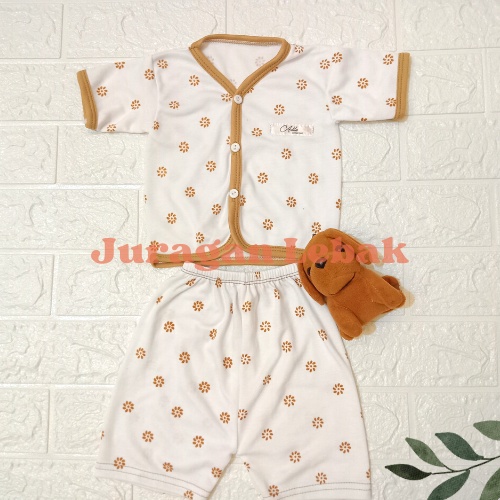 6 pcs Baju Lengan Pendek dan Celana Pendek, Setelan Baju Bayi Baru Lahir Seri Coklat - Juragan Lebak