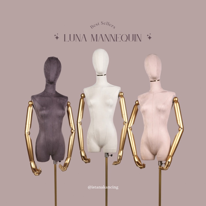 Manekin Luna Wanita Gold Mewah | Mannequin Store Display | Manekin Half Body Setengah Badan