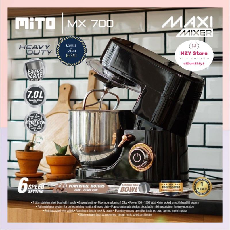 MITO MAXI MX 700 Stand Mixer MX700 Mixer Heavy Duty - Kapasitas 7 Liter Original Garansi Resmi