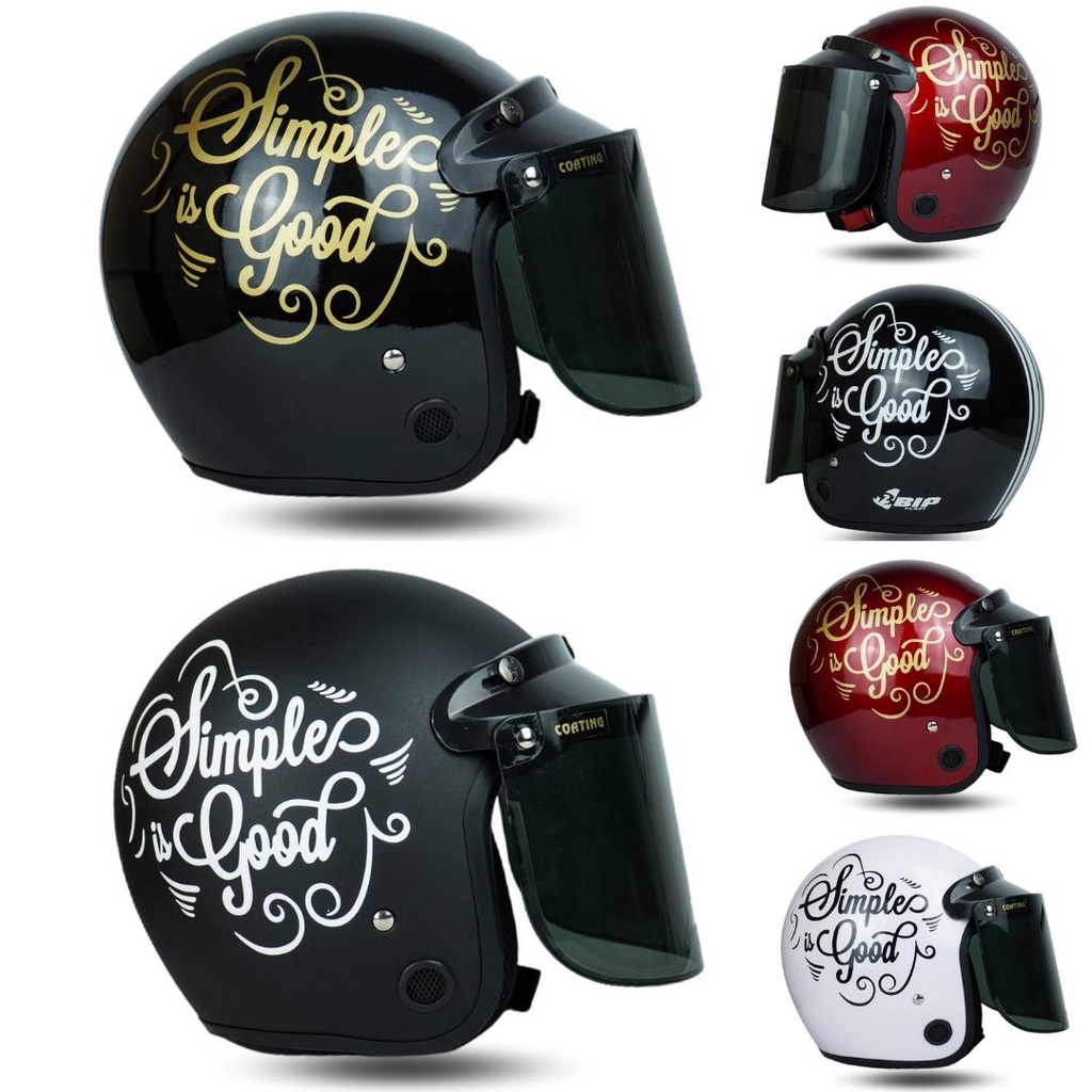 Helm Bogo Dewasa  Retro SNI Kaca Datar