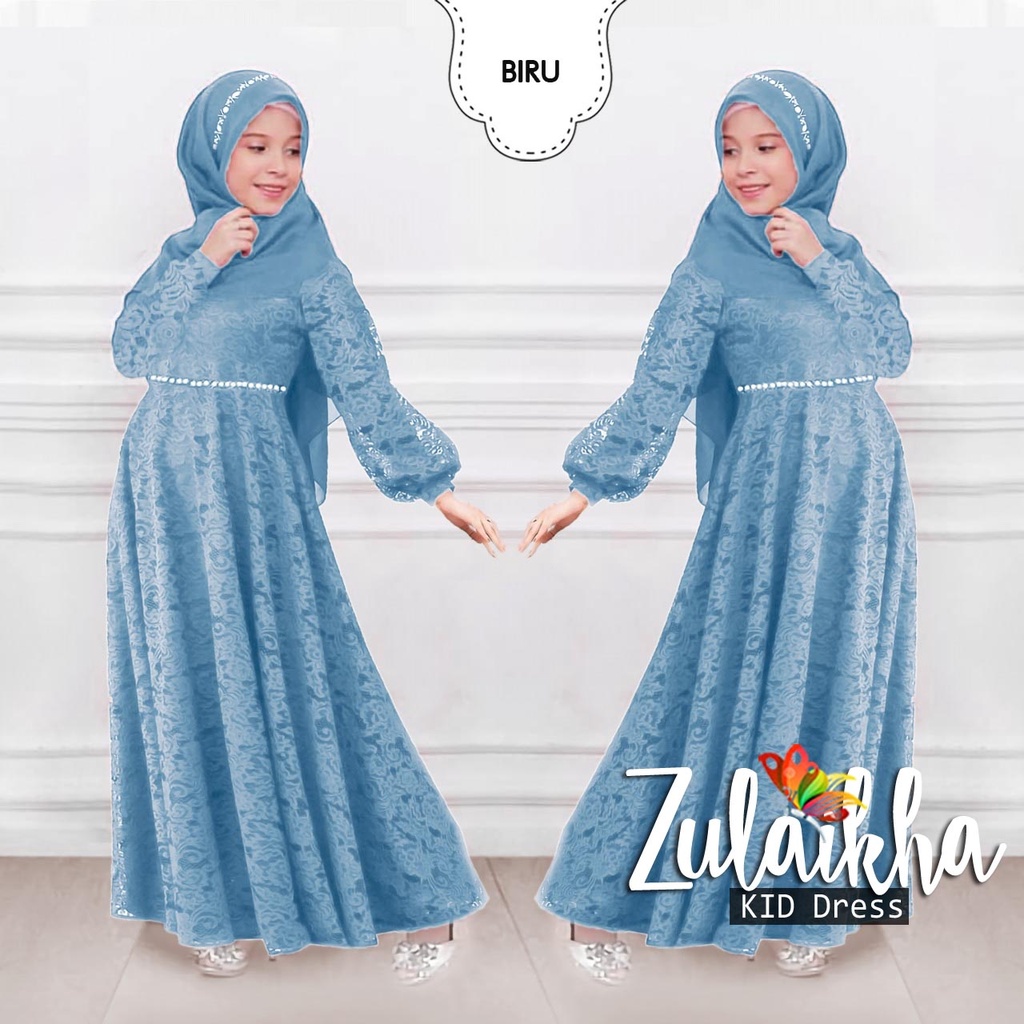 ZULAIKHA MAXI DRESS ANAK 6-8TH / GAMIS ZULAIKHA KID / DRESS BRUKAT LEBARAN ANAK / BAJU PESTA KONDANGAN