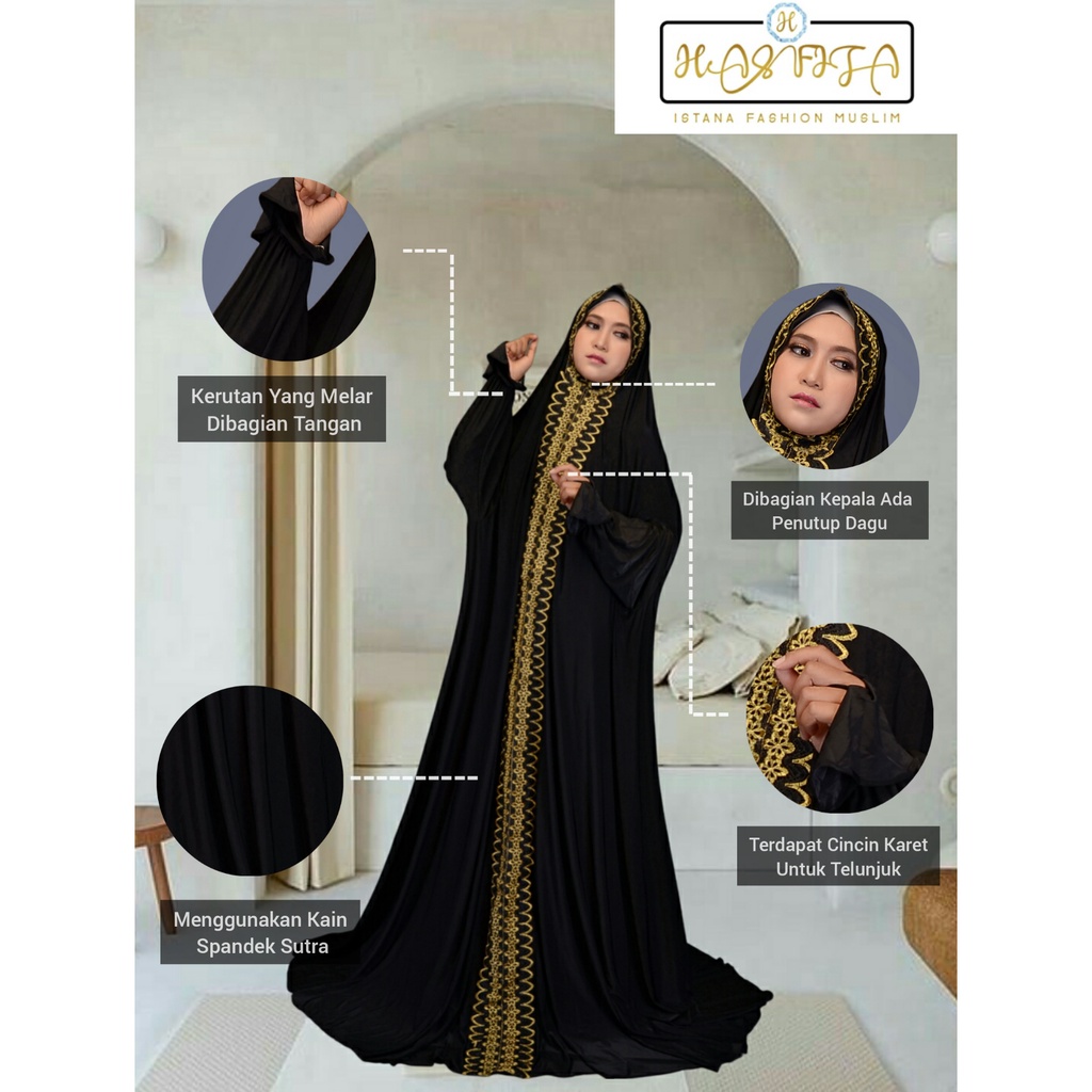 Mukena Blus Dewasa Terbaru I Mukenah Lajuran Dewasa Bordir I Mukenah Lajuran Hitam Polos EE16