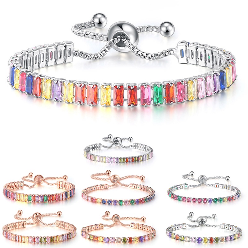 Gelang Tangan Wanita Model Tali Serut Adjustable Hias Zircon Multi Warna Untuk Pernikahan