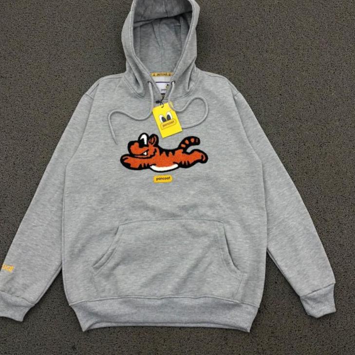 Terlaris.. HOODIE PANCOAT GREY MACAN BORDIR FULL TAG LABEL HIGH QUALITY CASUAL HYPE FASHION PRIA