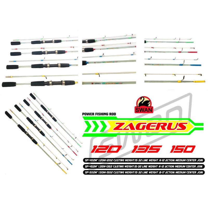 Joran Pancing Swan ZAGERUS japan style solid fiber transparant 120 135 150