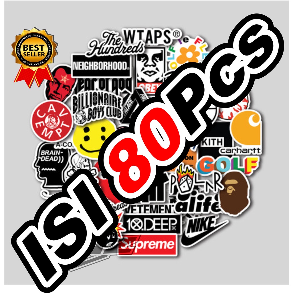 80pcs STICKER LOGO BRAND AESTHETIC ANTI AIR UNTUK LAPTOP CASE TUMBLER KOPER HP