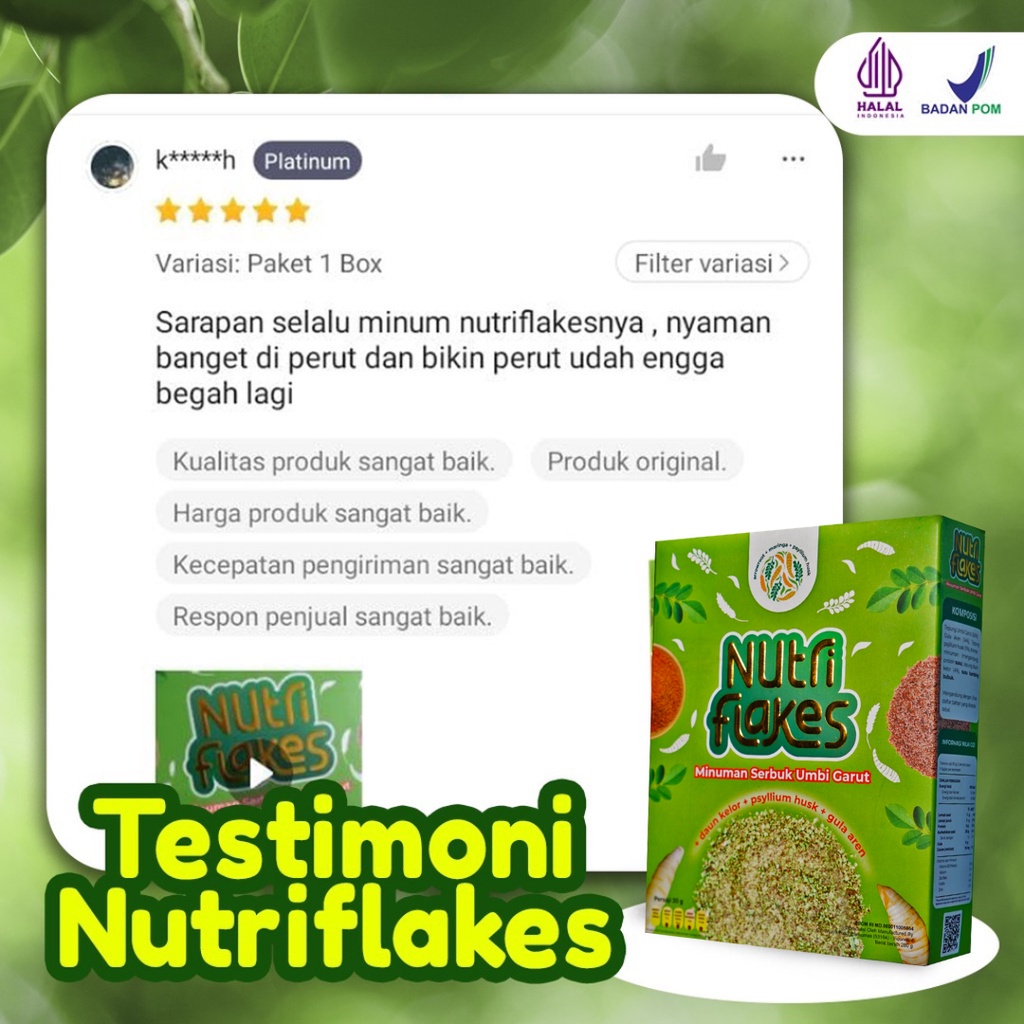 Nutriflakes - Terapi Lambung &amp; Pencernaan Minuman Kaya Serat Solusi DIET, Maag, Asam Lambung Kronis Lancarkan Pencernaan Bantu Turunkan Berat Badan Diet Isi 280gr