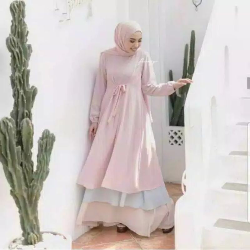 QINARA MAXI DENIM BAHAN CERUTY MIX FURING