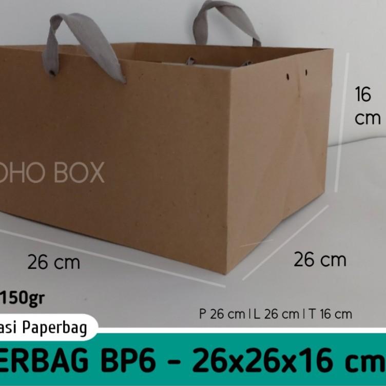 

☛ ISI 12 BIJI paper bag murah 26x26x16 pb6 kotak nasi bento berkat | paperbag polos ⅎ