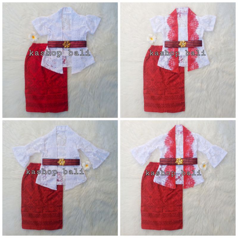 SET KEBAYA ANAK BROKAT PUTIH (MERAH) SPECIAL KEMERDEKAAN