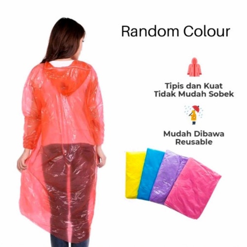 ☀ INDOLAND ☀ R090 Jas Hujan Sekali Pakai Plastik Plastic Ponco Disposable Raincoat Baju