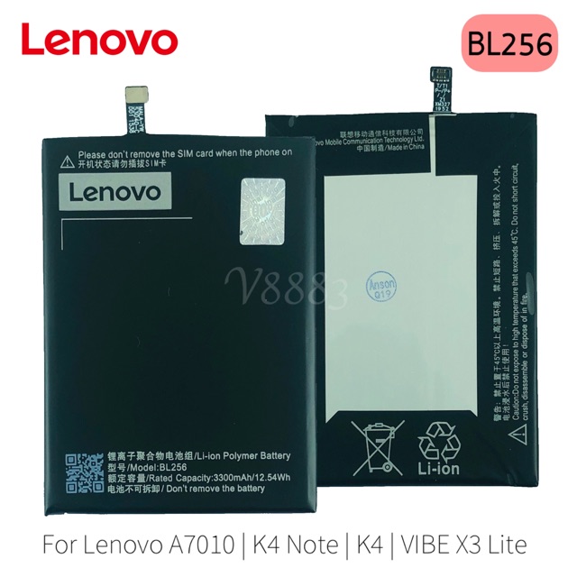 BL256 Baterai Batre Lenovo A7010 K4 Note Vibe X3 Lite Battery BL 256 Original 3300mAh