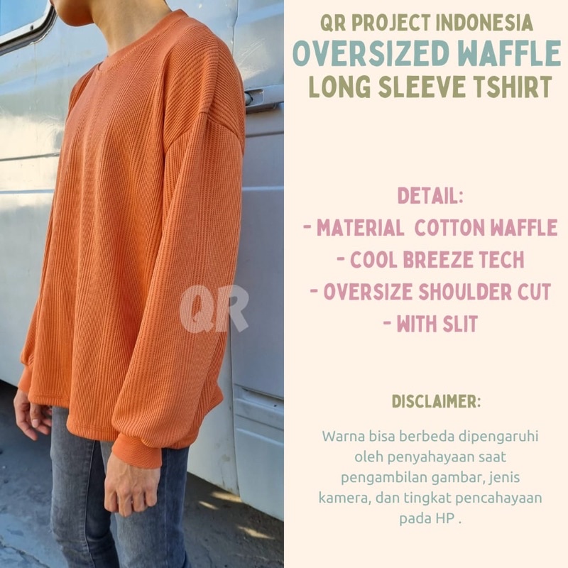 Kaos Oversize Lengan Panjang Cotton Waffle Premium Unisex Oversized Tshirt