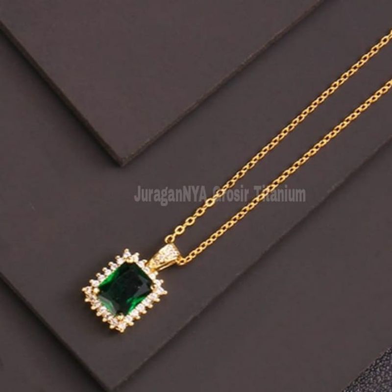 Kalung Titanium Kotak Full Mata Nori Super Cantik Anti Karat