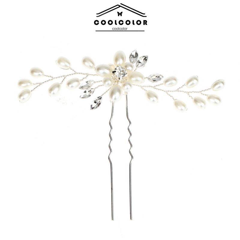 COD❤️Jepit Rambut  Buatan Tangan Mutiara Kristal Aksesori Rambut Manik-manik Perak Kristal Berlian Mewah Wanita Korea Fashion Ring Jewelry Perhiasan Aksesoris Ready Stock