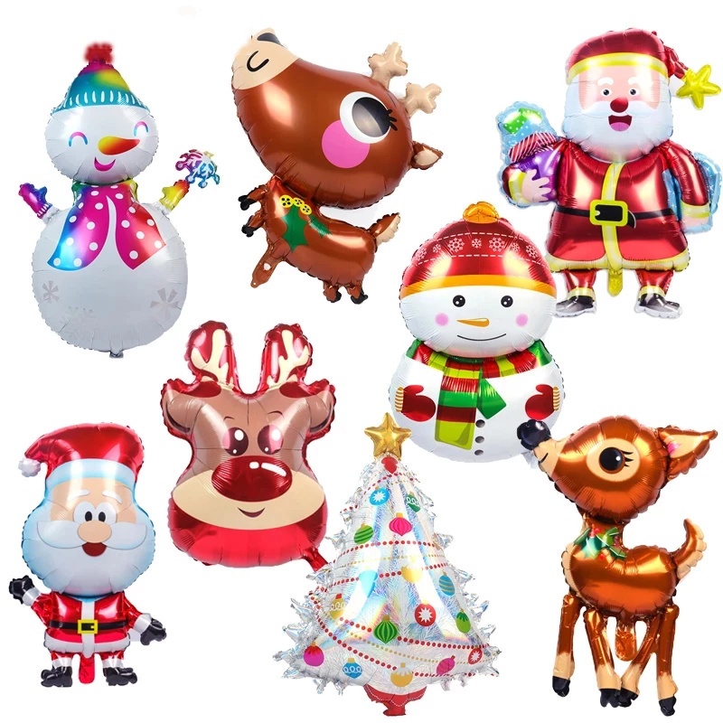 Balon Foil Desain Snowman Santa Claus Elk Untuk Dekorasi Natal