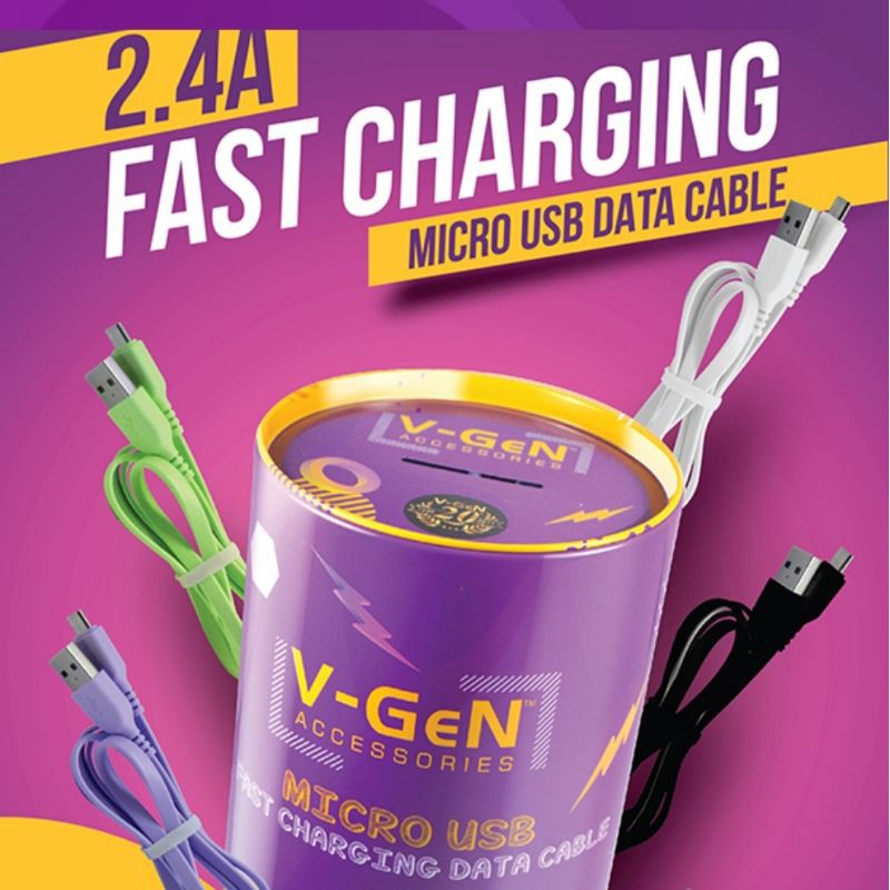 Orignal V-Gen Micro usb Data Cable 2.4A Fast Charging