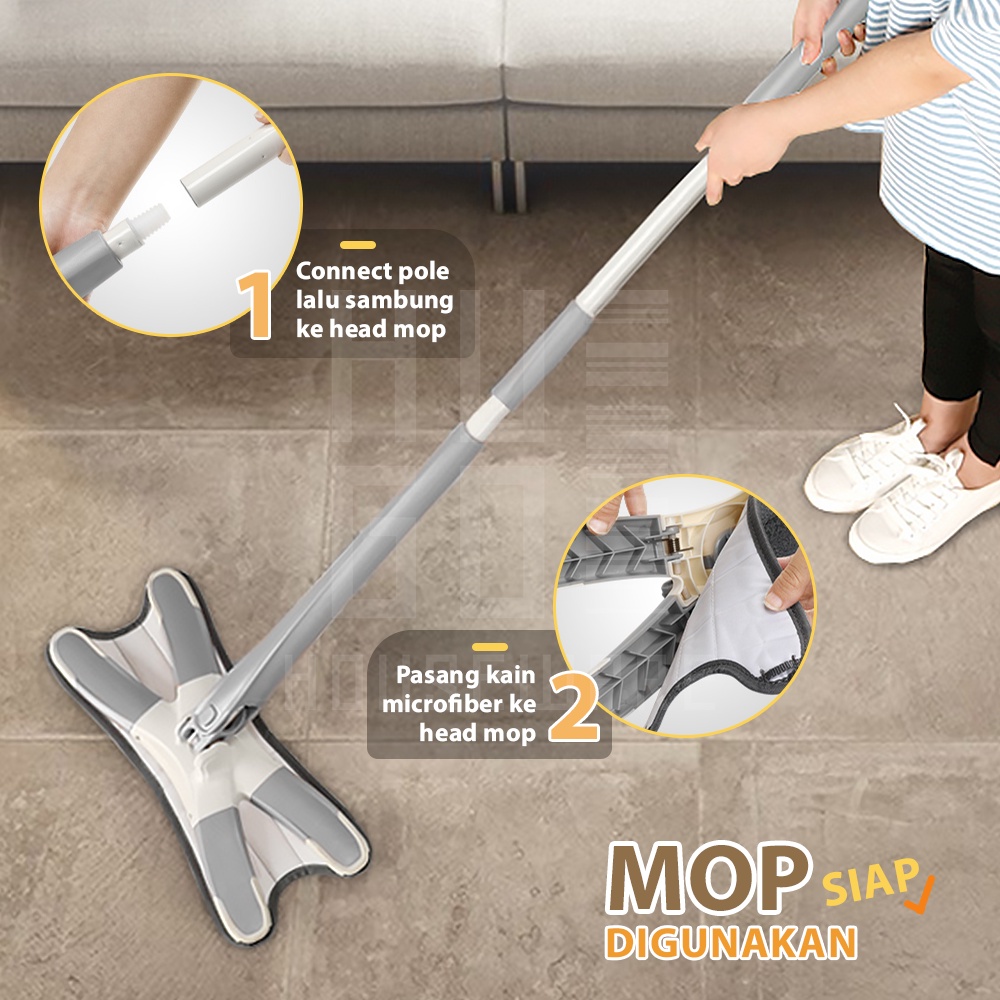 HUGO Alat Pel Lantai Ultra Mop Twister - Pel Lantai Praktis Peras Otomatis Handsfree