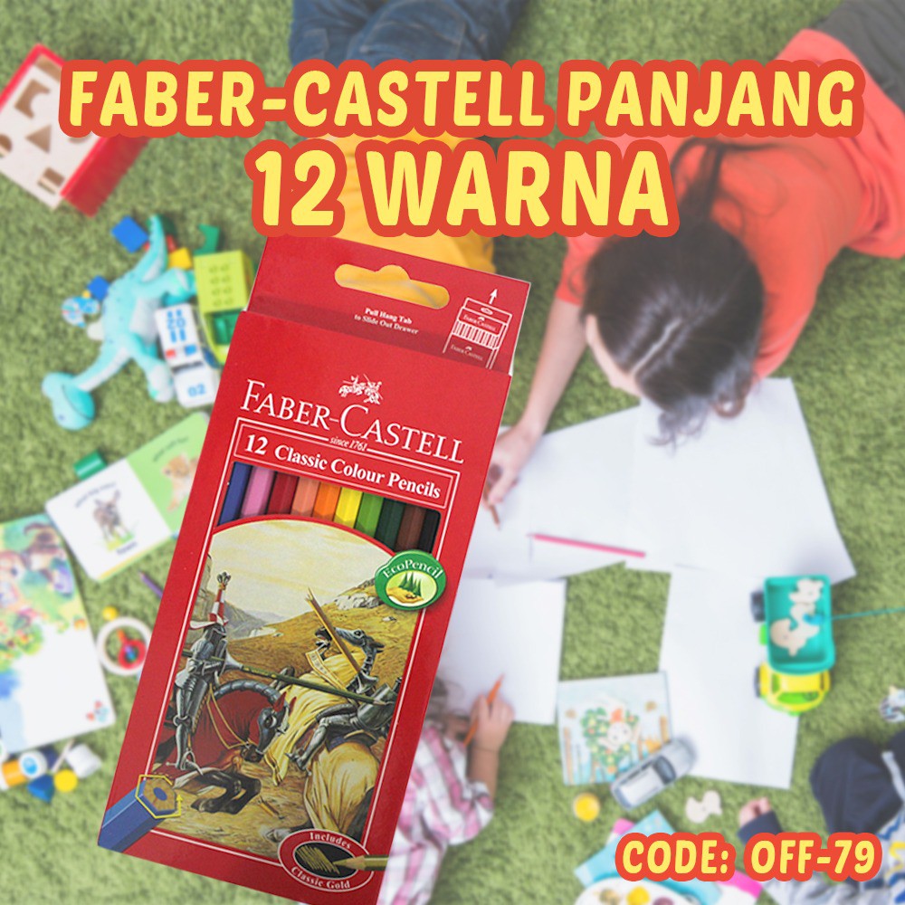 PENSIL WARNA KAYU 12 WARNA FABER CASTELL PANJANG CLASSIC - OFF-79