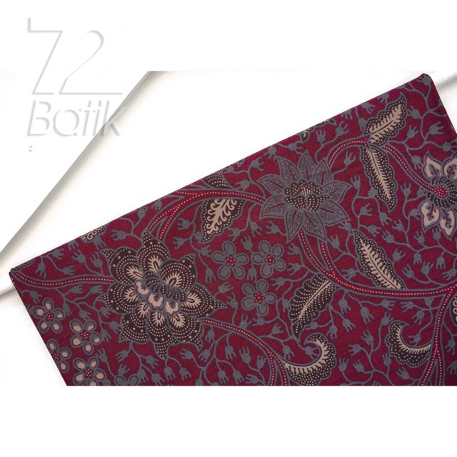 KEMEJA BATIK PRIA Lengan Panjang Premium Kembang Setaman Merah Maroon 722903 Cap 72 - Baju Kemeja Atasan Pakaian Setelan Batik Pria Cowok Laki Laki Remaja Keluarga Kantor Lengan Panjang Modern Slimfit Slim Fit Premium Kekinian