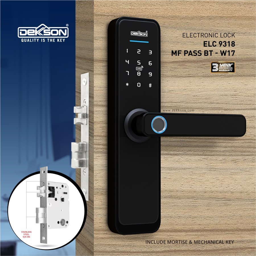 Dekkson Smart Lock / Digital Lock / Kunci Pintu Digital / Handle Pintu Digital / Electronic Lock ELC 9318 MF PASS BT W17