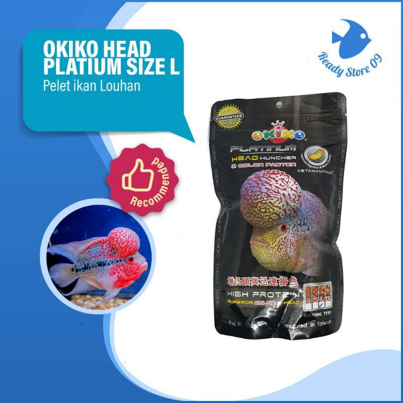 Pelet ikan lohan / pakan ikan louhan okiko platinum head Size L