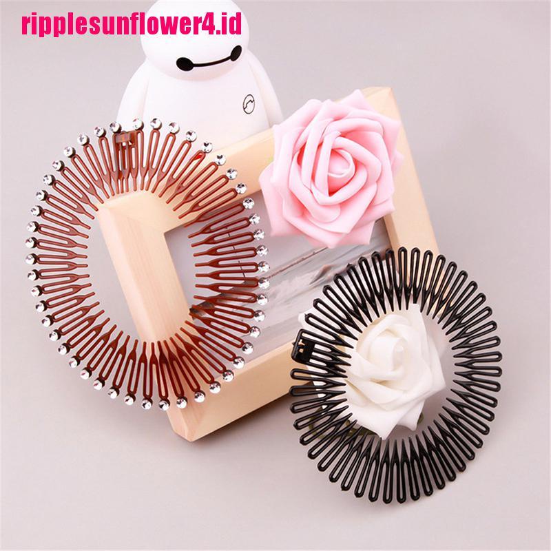 Sisir Rambut Elastis Flexible Bahan Plastik Aksen Berlian Imitasi Untuk Wanita