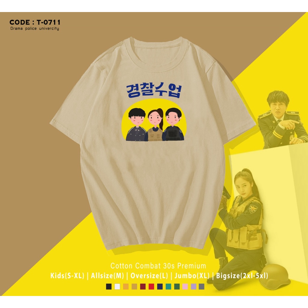 T-SHIRT / KAOS K-DRAMA POLICE UNIVERCITY 3 / BAHAN COMBED 30S / KPOP