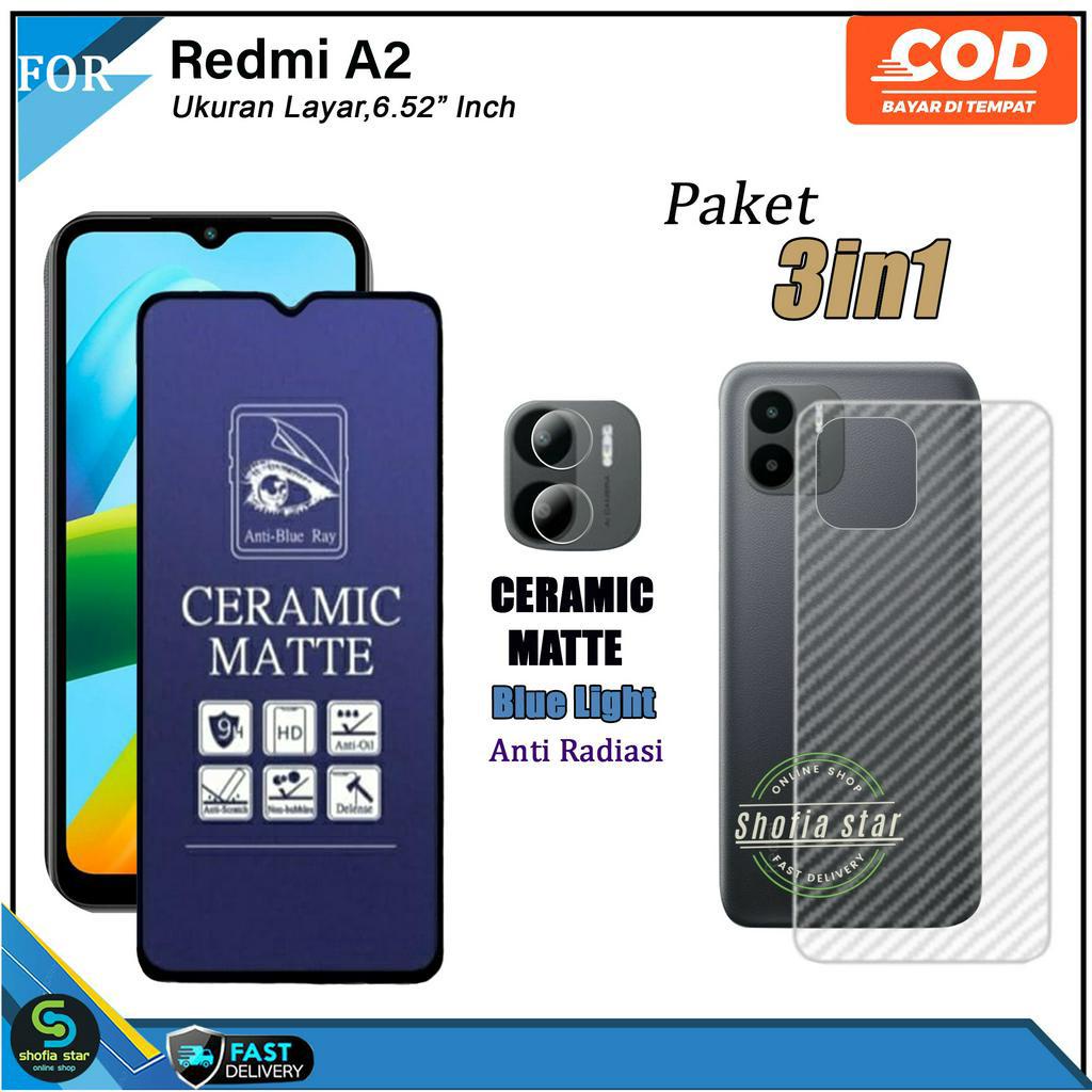 Promo 3in1 Tempered Glass Ceramic Privacy Redmi A2 Anti Gores Anti Spy Full Layar