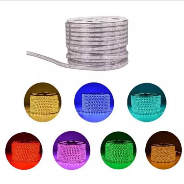 Lampu LED Strip Selang SMD 5050 PER METER 220v Input Ac Putih Warmwhite Merah Biru Hijau Pink meteran